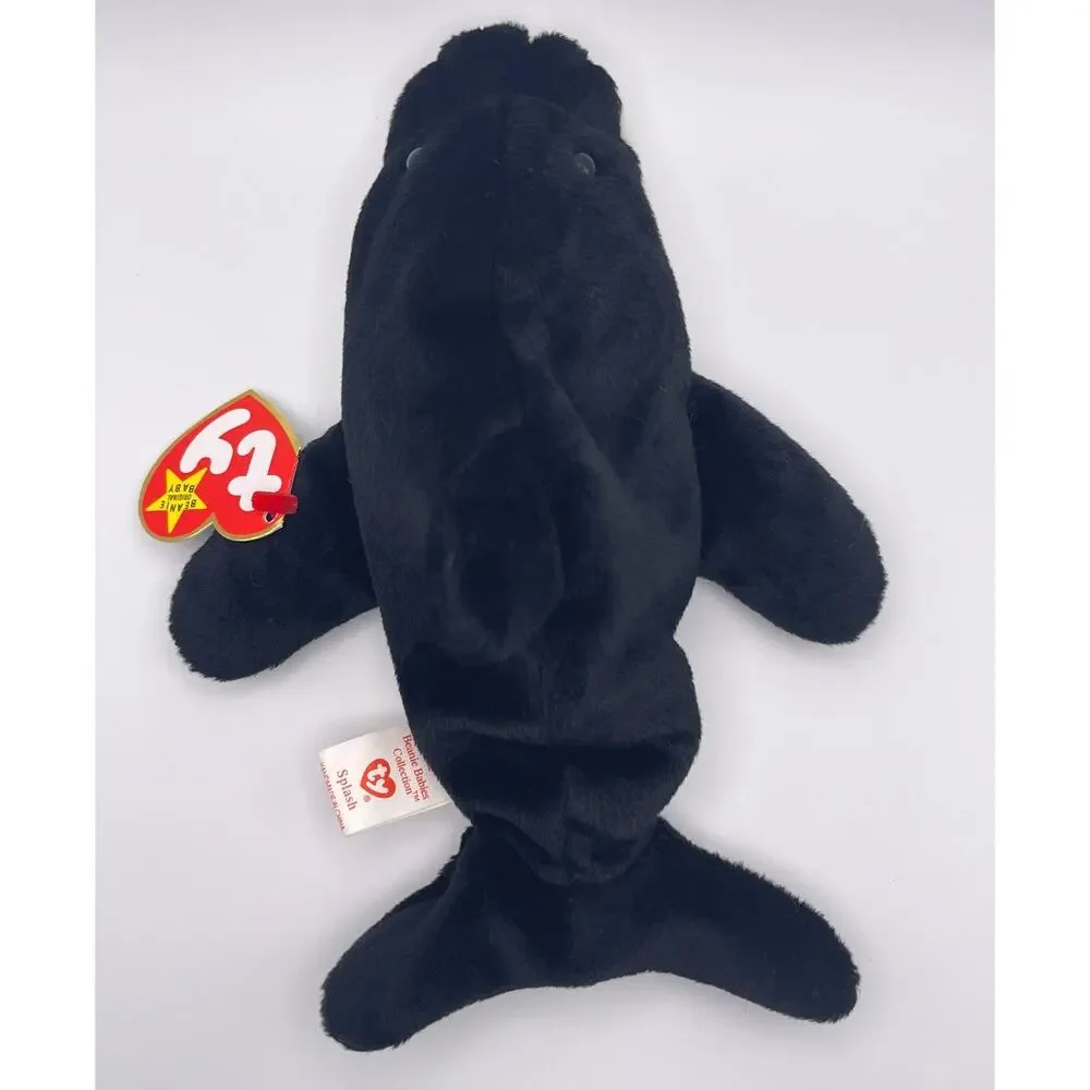 Ty Beanie Baby Spalsh Black White Orca Whale 8 inches NEW Sea Ocean Fish